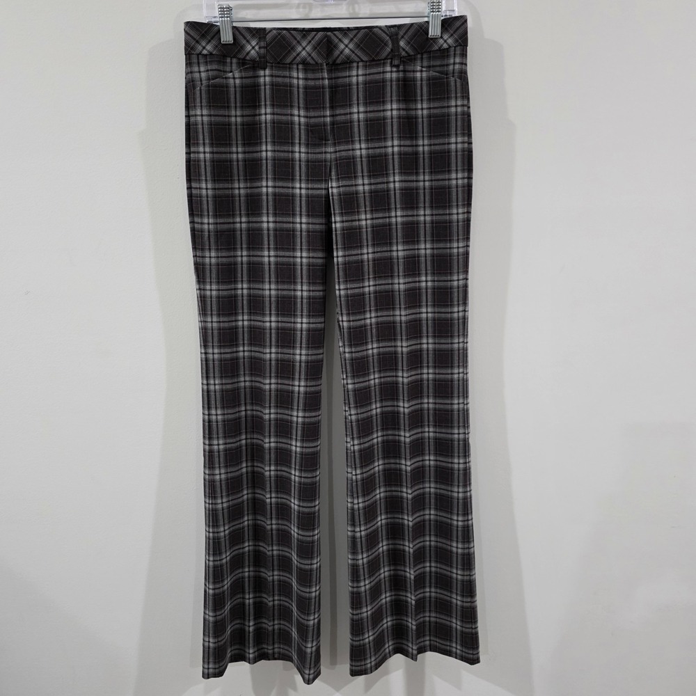 Express Womens Editor Pants Size 4 Plaid Flare Leg Business Casual Office Work